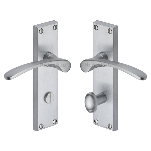 Heritage Brass Door Handle for Bathroom Sophia Design Satin Chrome finish - V4142-SC - Choice Handles
