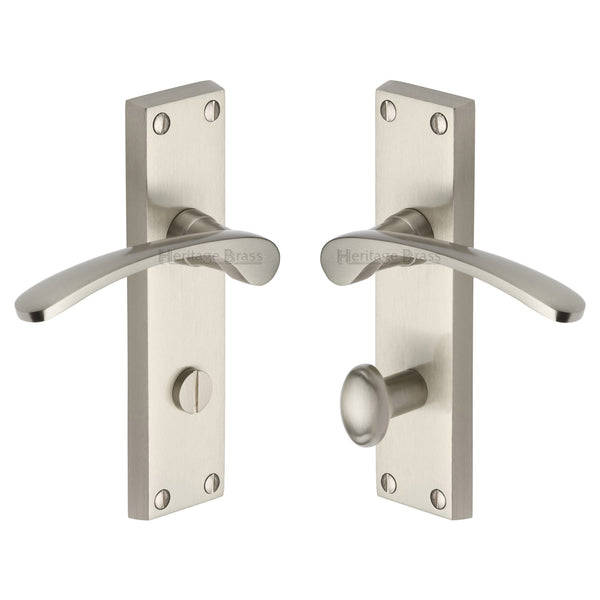Heritage Brass Door Handle for Bathroom Sophia Design Satin Nickel finish - V4142-SN - Choice Handles