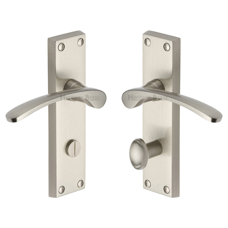 Heritage Brass Door Handle for Bathroom Sophia Design Satin Nickel finish - V4142-SN - Choice Handles