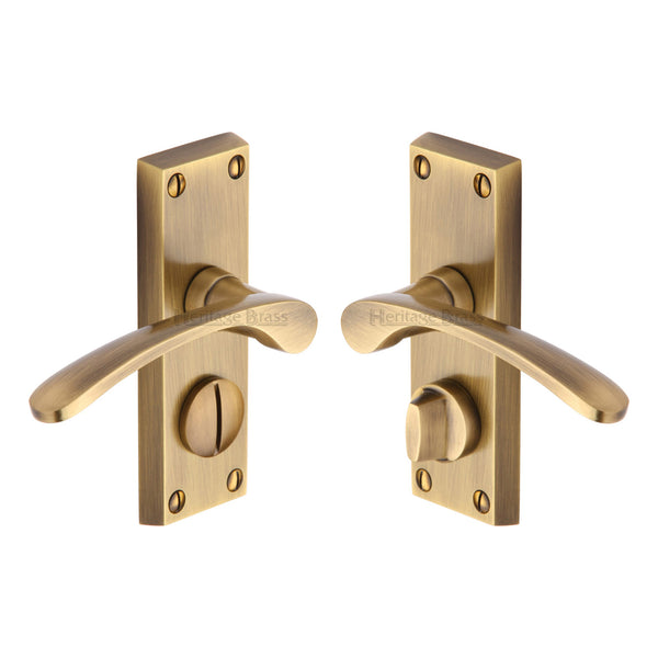 Heritage Brass Door Handle for Privacy Set Sophia Short Design Antique finish - V4144-AT - Choice Handles