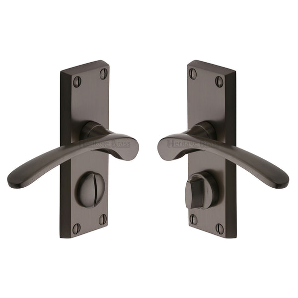 Heritage Brass Door Handle for Privacy Set Sophia Short Design Matt Bronze finish - V4144-MB - Choice Handles
