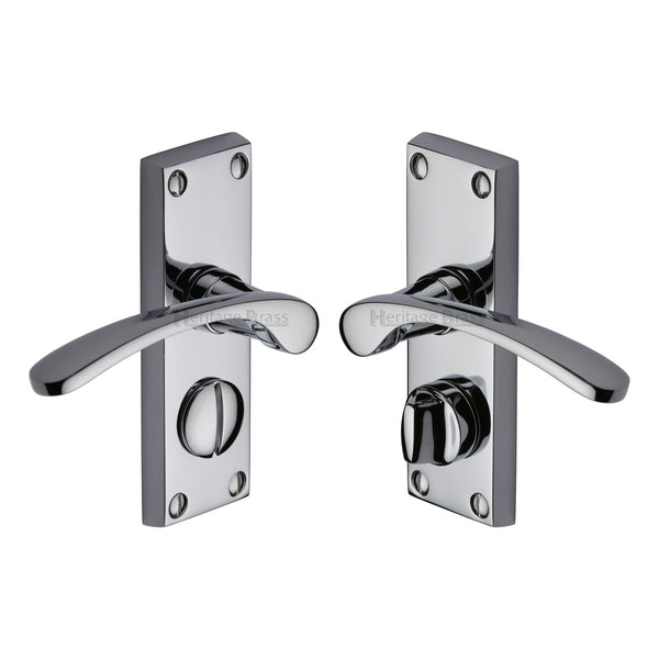Heritage Brass Door Handle for Privacy Set Sophia Short Design Polished Chrome finish - V4144-PC - Choice Handles