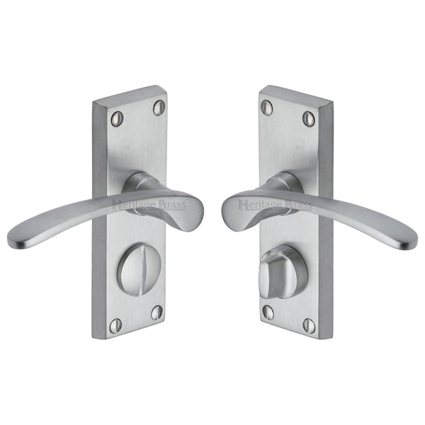 Heritage Brass Door Handle for Privacy Set Sophia Short Design Satin Chrome finish - V4144-SC - Choice Handles