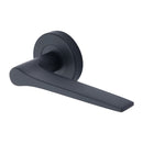 Heritage Brass Door Handle Lever on Rose Gio Design Matt Black Finish
 - V4189-BKMT - Choice Handles