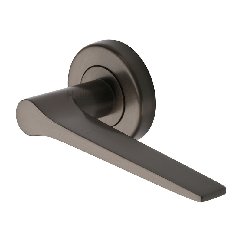 Heritage Brass Door Handle Lever on Rose Gio Design Matt Bronze Finish
 - V4189-MB - Choice Handles