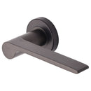 Heritage Brass Door Handle Lever Latch on Round Rose Julia Design Matt Bronze finish
 - V4190-MB - Choice Handles