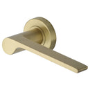 Heritage Brass Door Handle Lever Latch on Round Rose Julia Design Satin Brass finish
 - V4190-SB - Choice Handles