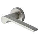 Heritage Brass Door Handle Lever Latch on Round Rose Julia Design Satin Nickel finish
 - V4190-SN - Choice Handles