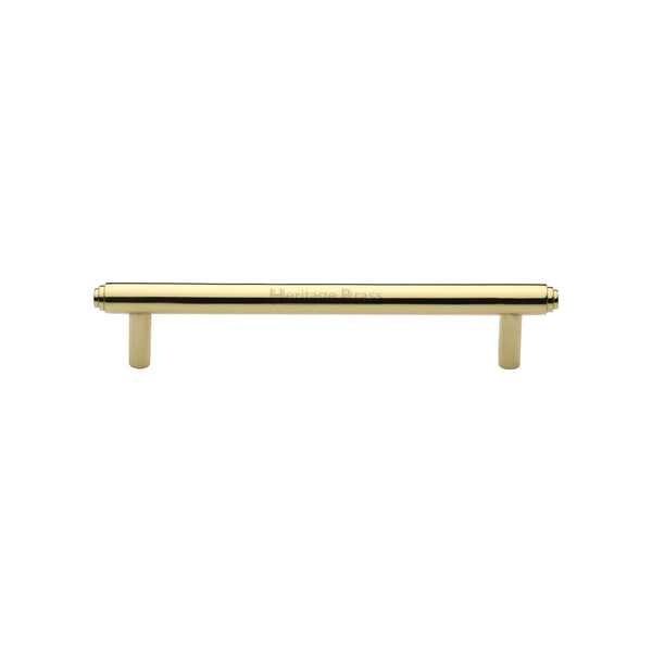 Heritage Brass Cabinet Pull Stepped Design 128mm CTC Polished Brass finish - V4410 128-PB - Choice Handles