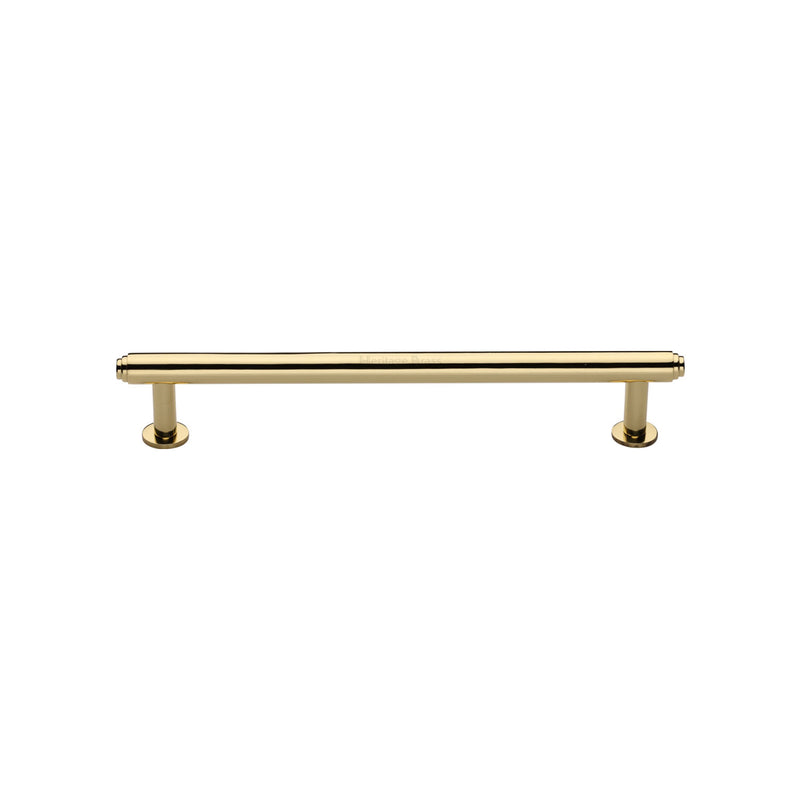 Heritage Brass Cabinet Pull Step Design with 16mm Rose 128mm CTC Polished Brass finish - V4411 128-PB - Choice Handles
