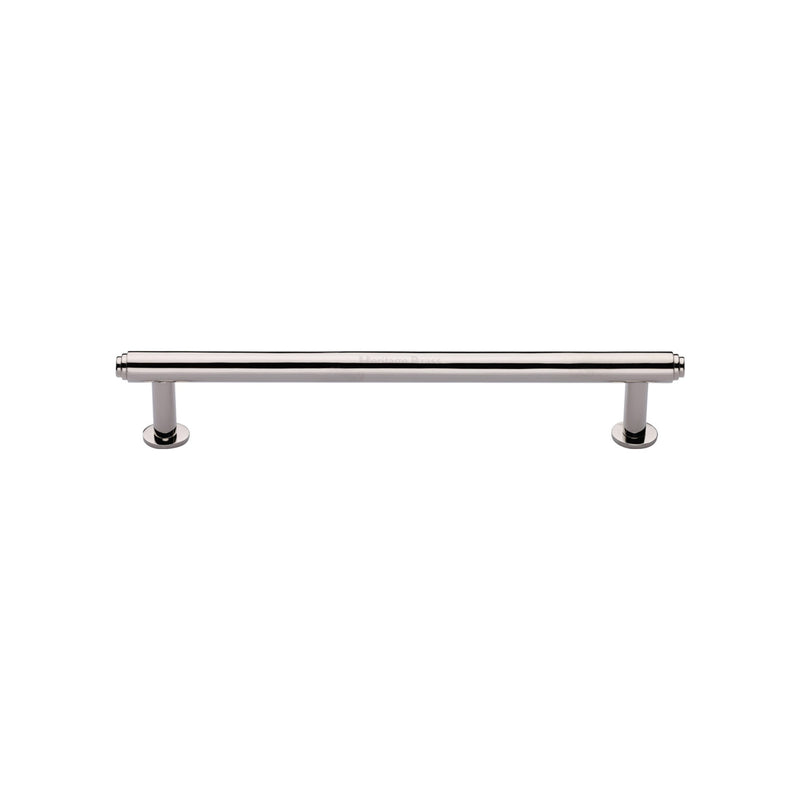 Heritage Brass Cabinet Pull Step Design with 16mm Rose 128mm CTC Polished Nickel finish - V4411 128-PNF - Choice Handles