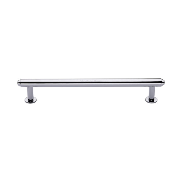 Heritage Brass Cabinet Pull Step Design with 16mm Rose 160mm CTC Polished Chrome finish - V4411 160-PC - Choice Handles