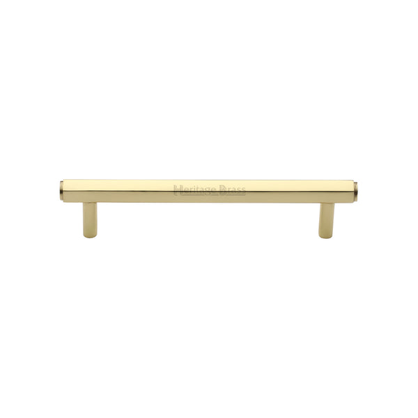 Heritage Brass Cabinet Pull Hexagon Design 128mm CTC Polished Brass finish - V4422 128-PB - Choice Handles