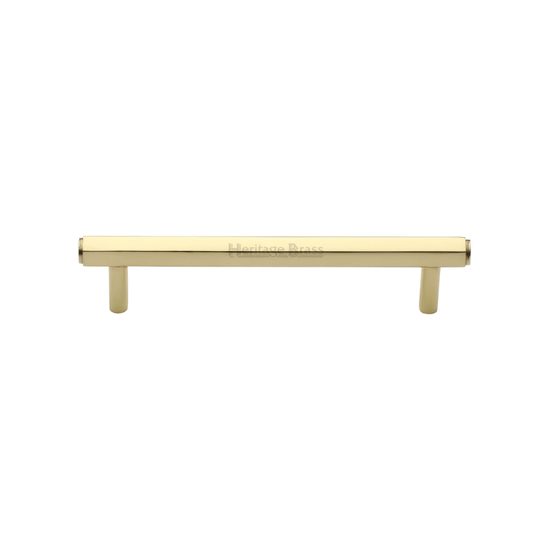 Heritage Brass Cabinet Pull Hexagon Design 128mm CTC Polished Brass finish - V4422 128-PB - Choice Handles