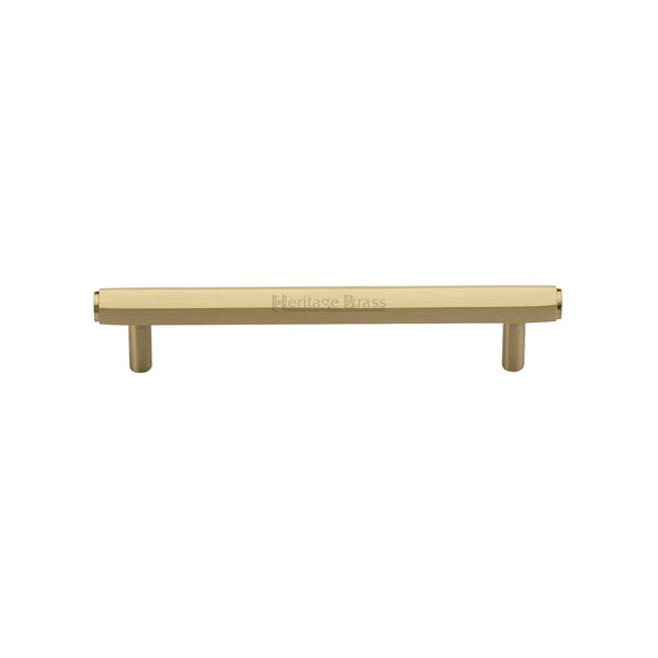 Heritage Brass Cabinet Pull Hexagon Design 128mm CTC Satin Brass finish - V4422 128-SB - Choice Handles