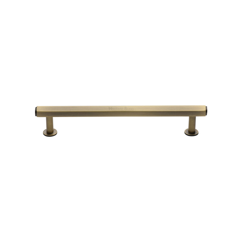 Heritage Brass Cabinet Pull Hexagon Design with 16mm Rose 128mm CTC Antique Brass finish - V4423 128-AT - Choice Handles
