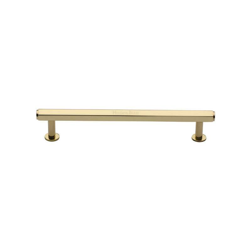 Heritage Brass Cabinet Pull Hexagon Design with 16mm Rose 128mm CTC Polished Brass finish - V4423 128-PB - Choice Handles