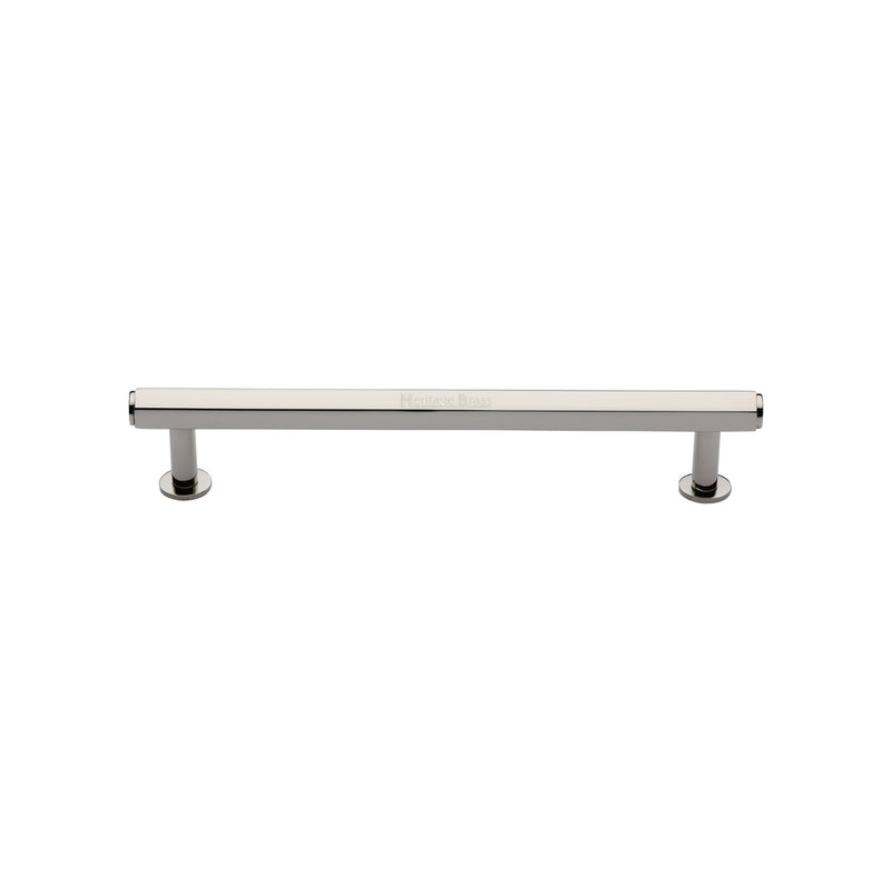 Heritage Brass Cabinet Pull Hexagon Design with 16mm Rose 128mm CTC Polished Nickel finish - V4423 128-PNF - Choice Handles