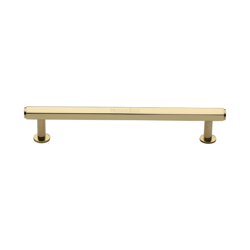 Heritage Brass Cabinet Pull Hexagon Design with 16mm Rose 160mm CTC Polished Brass finish - V4423 160-PB - Choice Handles