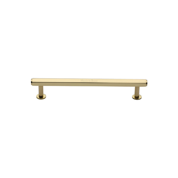 Heritage Brass Cabinet Pull Hexagon Design with 16mm Rose 96mm CTC Polished Brass finish - V4423 96-PB - Choice Handles