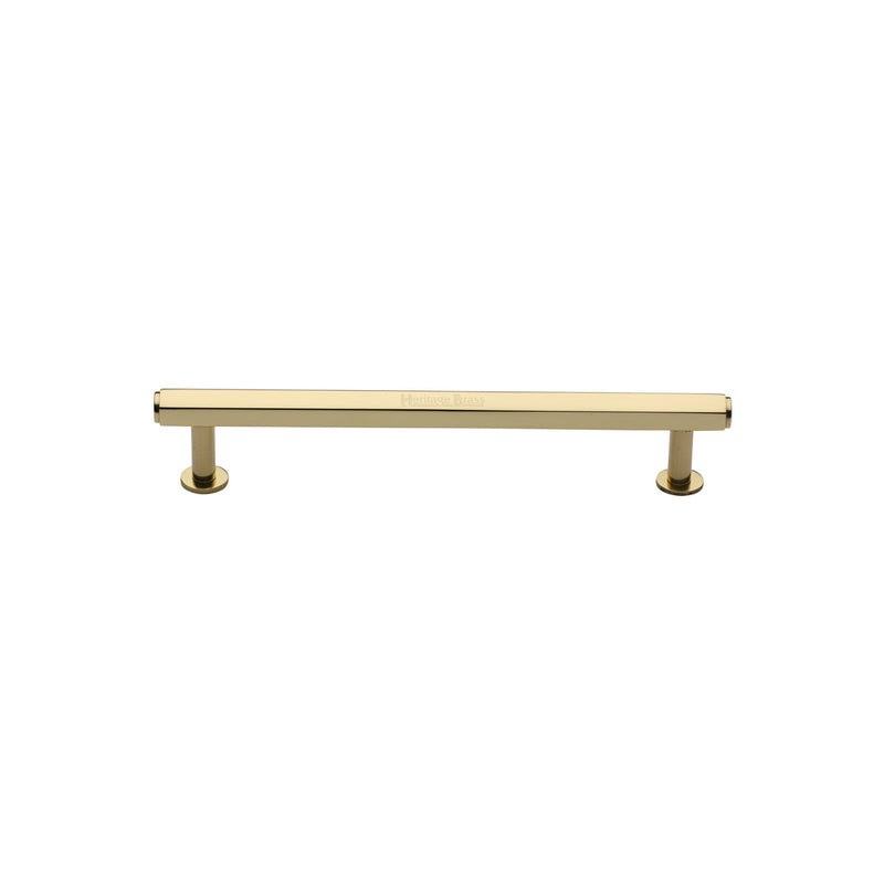 Heritage Brass Cabinet Pull Hexagon Design with 16mm Rose 96mm CTC Polished Brass finish - V4423 96-PB - Choice Handles