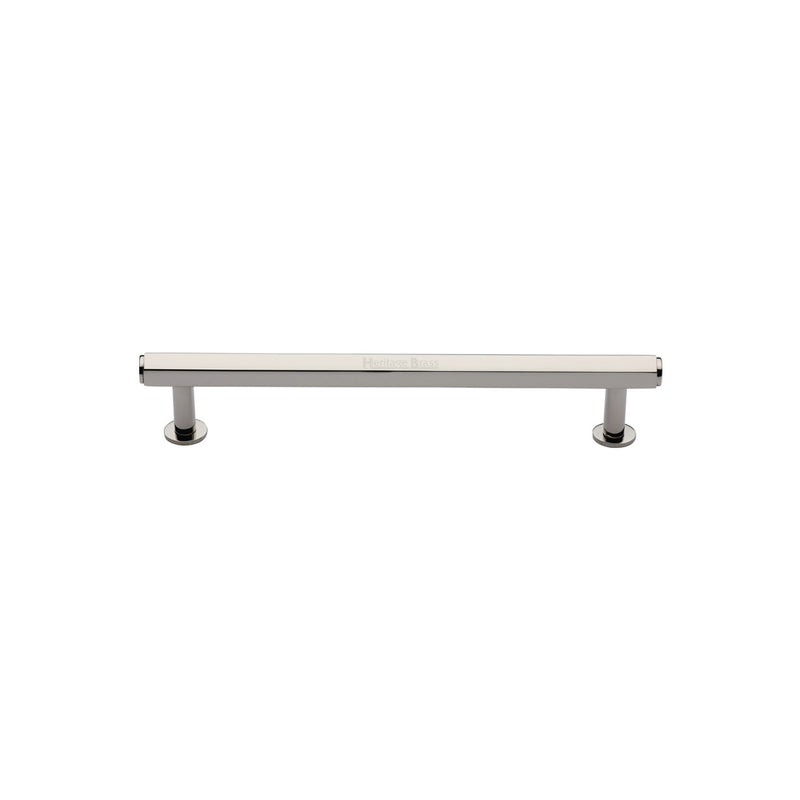 Heritage Brass Cabinet Pull Hexagon Design with 16mm Rose 96mm CTC Polished Nickel finish - V4423 96-PNF - Choice Handles