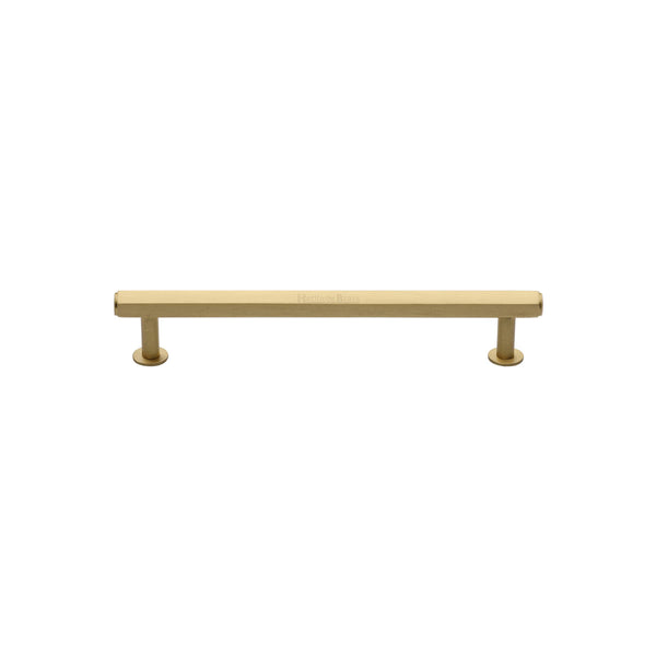 Heritage Brass Cabinet Pull Hexagon Design with 16mm Rose 96mm CTC Satin Brass finish - V4423 96-SB - Choice Handles
