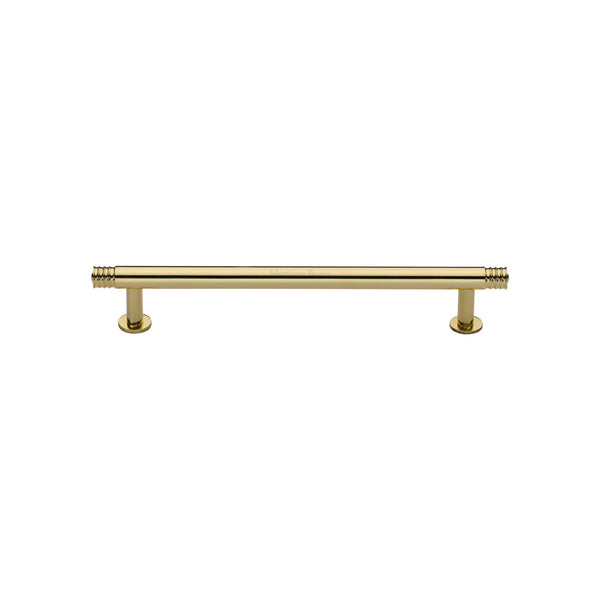Heritage Brass Cabinet Pull Contour Design with 16mm Rose 128mm CTC Polished Brass finish - V4447 128-PB - Choice Handles