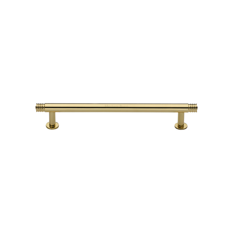 Heritage Brass Cabinet Pull Contour Design with 16mm Rose 128mm CTC Polished Brass finish - V4447 128-PB - Choice Handles