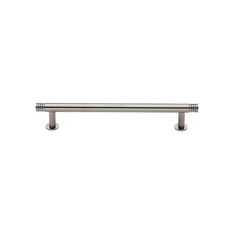 Heritage Brass Cabinet Pull Contour Design with 16mm Rose 128mm CTC Polished Nickel finish - V4447 128-PNF - Choice Handles