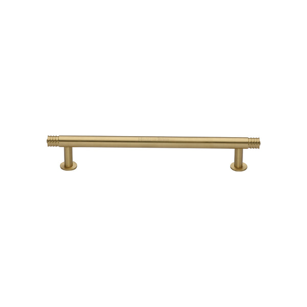 Heritage Brass Cabinet Pull Contour Design with 16mm Rose 128mm CTC Satin Brass finish - V4447 128-SB - Choice Handles