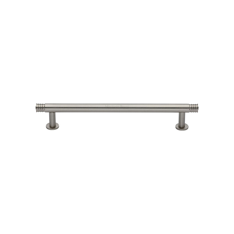 Heritage Brass Cabinet Pull Contour Design with 16mm Rose 128mm CTC Satin Nickel finish - V4447 128-SN - Choice Handles