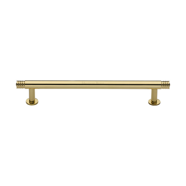 Heritage Brass Cabinet Pull Contour Design with 16mm Rose 160mm CTC Polished Brass finish - V4447 160-PB - Choice Handles