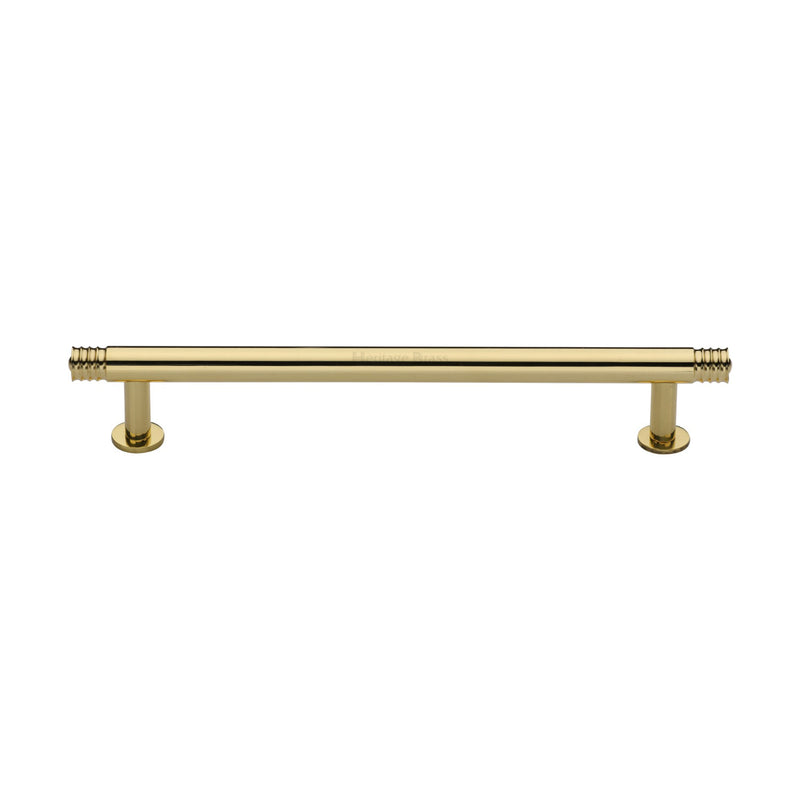 Heritage Brass Cabinet Pull Contour Design with 16mm Rose 160mm CTC Polished Brass finish - V4447 160-PB - Choice Handles