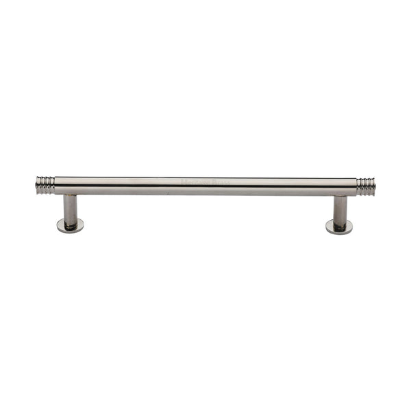 Heritage Brass Cabinet Pull Contour Design with 16mm Rose 160mm CTC Polished Nickel finish - V4447 160-PNF - Choice Handles