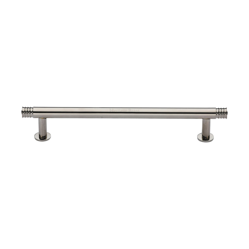 Heritage Brass Cabinet Pull Contour Design with 16mm Rose 160mm CTC Polished Nickel finish - V4447 160-PNF - Choice Handles
