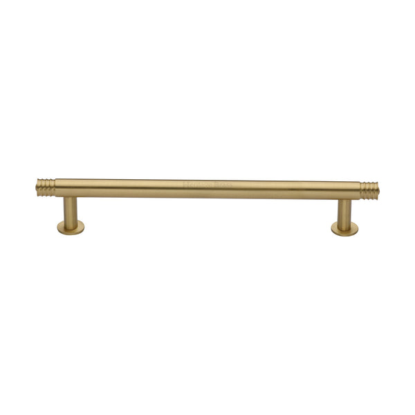 Heritage Brass Cabinet Pull Contour Design with 16mm Rose 160mm CTC Satin Brass finish - V4447 160-SB - Choice Handles