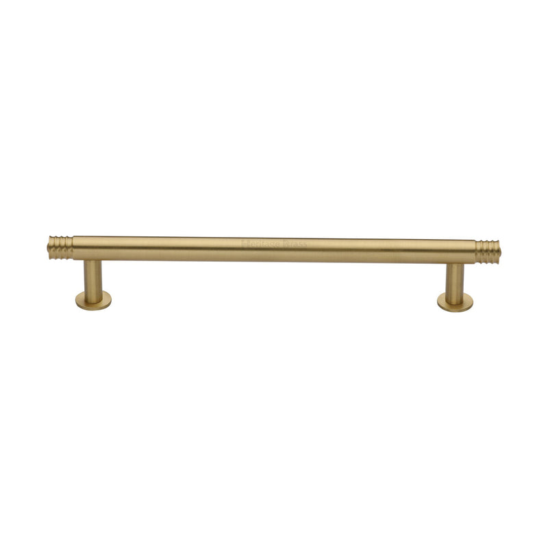 Heritage Brass Cabinet Pull Contour Design with 16mm Rose 160mm CTC Satin Brass finish - V4447 160-SB - Choice Handles