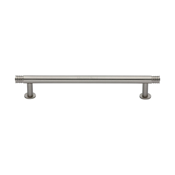Heritage Brass Cabinet Pull Contour Design with 16mm Rose 160mm CTC Satin Nickel finish - V4447 160-SN - Choice Handles