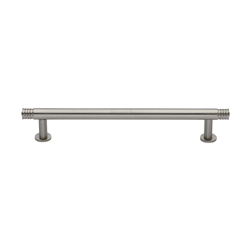 Heritage Brass Cabinet Pull Contour Design with 16mm Rose 160mm CTC Satin Nickel finish - V4447 160-SN - Choice Handles