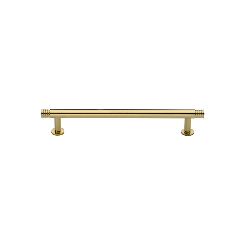 Heritage Brass Cabinet Pull Contour Design with 16mm Rose 96mm CTC Polished Brass finish - V4447 96-PB - Choice Handles