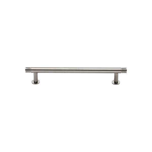 Heritage Brass Cabinet Pull Contour Design with 16mm Rose 96mm CTC Polished Nickel finish - V4447 96-PNF - Choice Handles