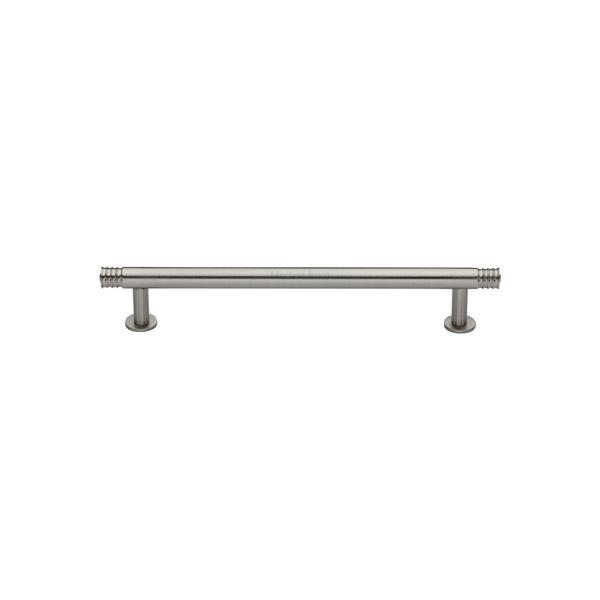 Heritage Brass Cabinet Pull Contour Design with 16mm Rose 96mm CTC Satin Nickel finish - V4447 96-SN - Choice Handles