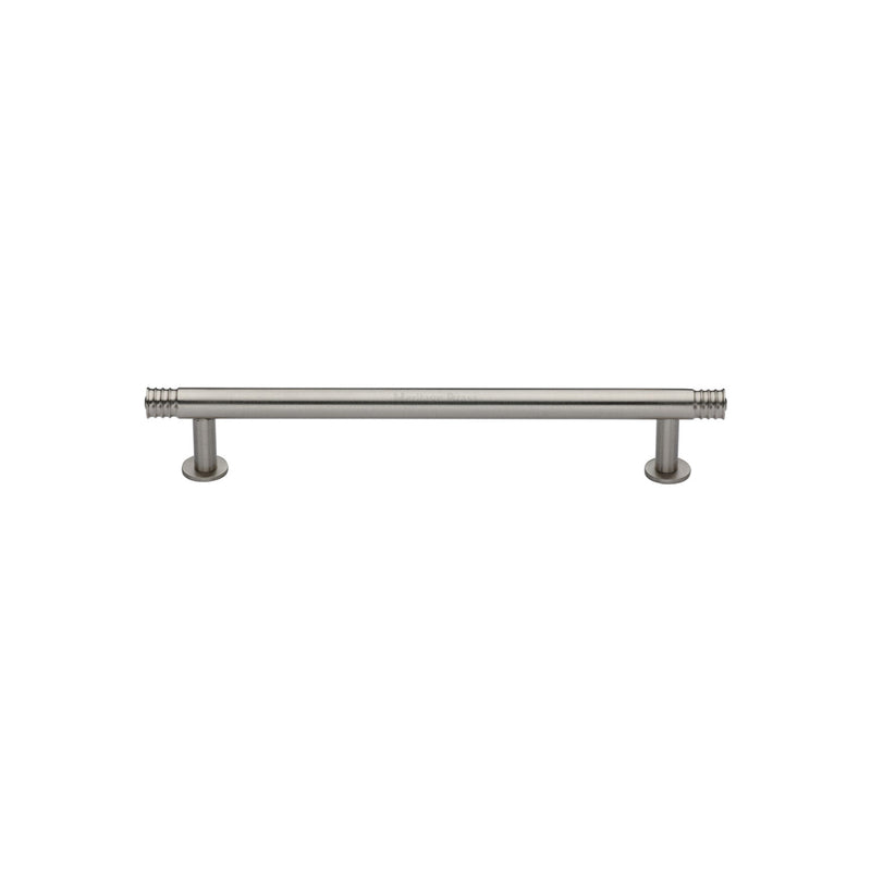 Heritage Brass Cabinet Pull Contour Design with 16mm Rose 96mm CTC Satin Nickel finish - V4447 96-SN - Choice Handles
