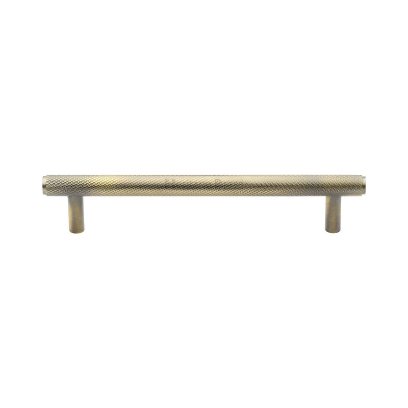 Heritage Brass Cabinet Pull Complete Knurl Design 128mm CTC Antique Brass finish - V4458 128-AT - Choice Handles