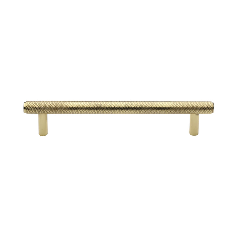 Heritage Brass Cabinet Pull Complete Knurl Design 128mm CTC Polished Brass finish - V4458 128-PB - Choice Handles