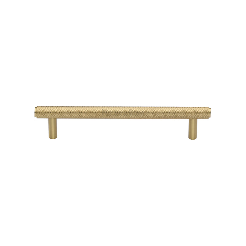 Heritage Brass Cabinet Pull Complete Knurl Design 128mm CTC Satin Brass finish - V4458 128-SB - Choice Handles