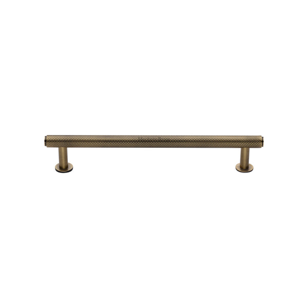 Heritage Brass Cabinet Pull Knurled Design with 16mm Rose 128mm CTC Antique Brass finish - V4459 128-AT - Choice Handles