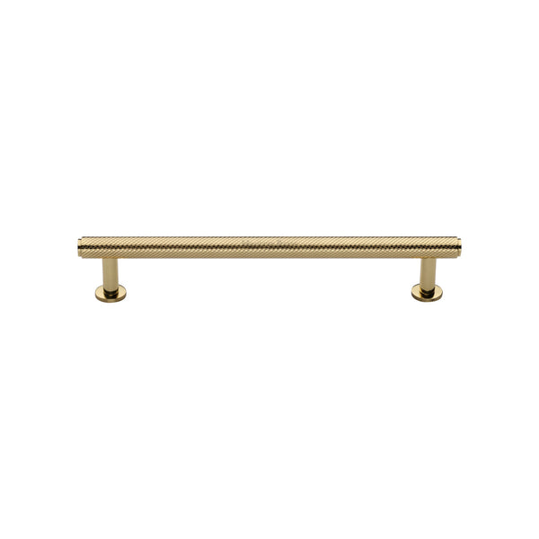 Heritage Brass Cabinet Pull Knurled Design with 16mm Rose 128mm CTC Polished Brass finish - V4459 128-PB - Choice Handles