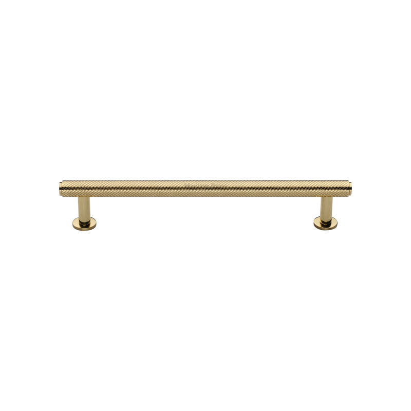 Heritage Brass Cabinet Pull Knurled Design with 16mm Rose 128mm CTC Polished Brass finish - V4459 128-PB - Choice Handles